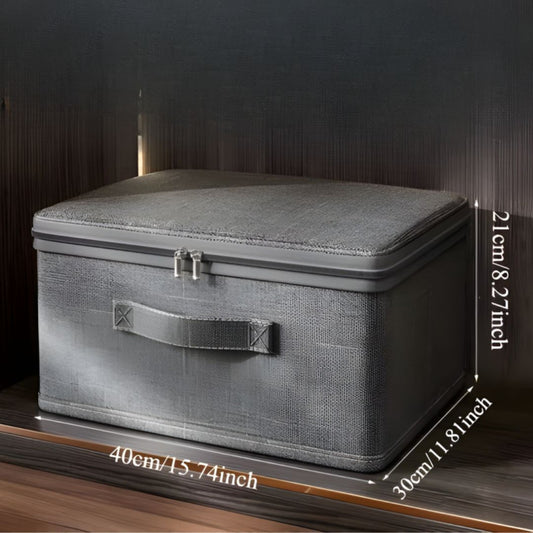 Foldable Linen Storage Box With Double Zipper