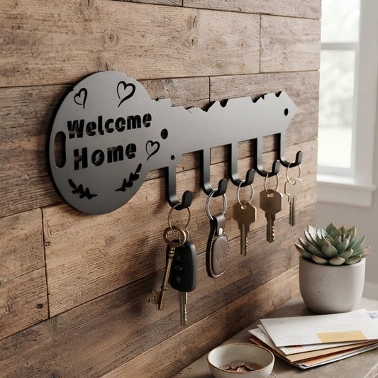 Wall Mounted Metal Key Holder with 5 Hooks for Home Entrance and Wall Décor - Homazing