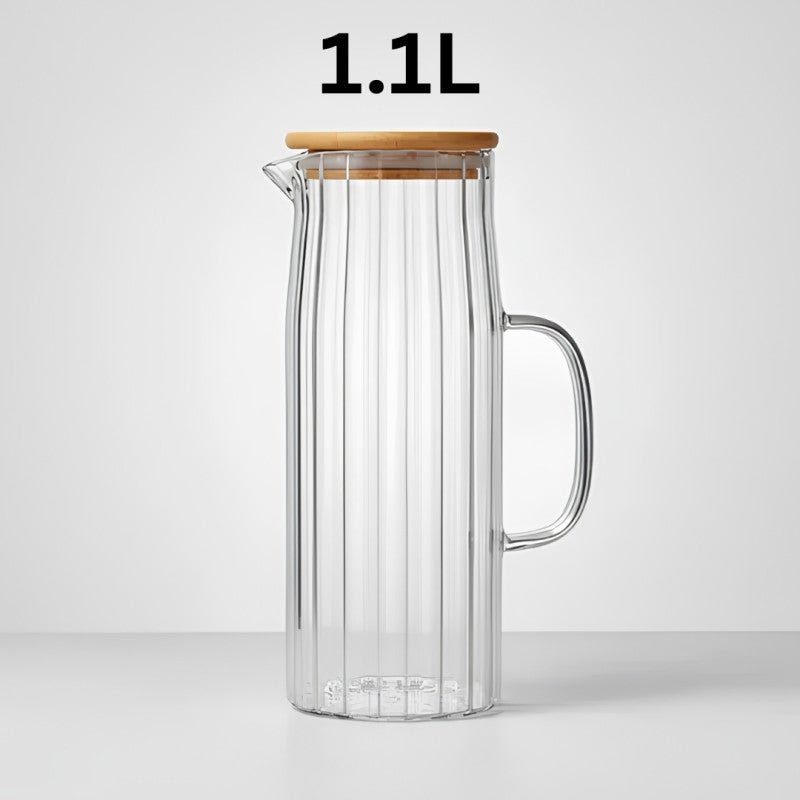 1.1L Borosilicate Glass Pitcher With Bamboo Lid - Homazing