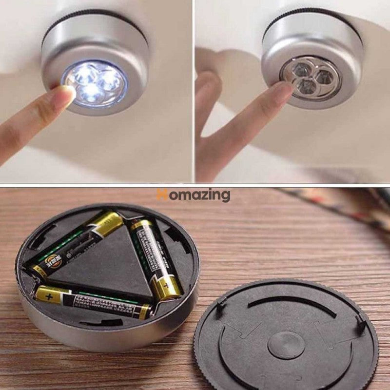 Small Tap Light LED Push Button Tap Light Adhesive Pack Of 3 – Homazing