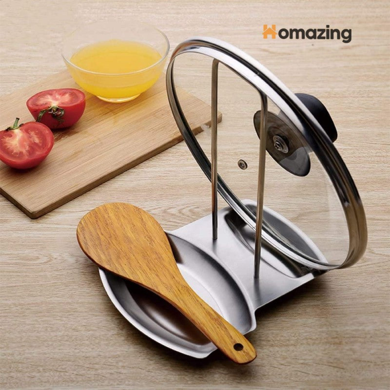 Lid And Spoon Stand Holder Stainless Steel