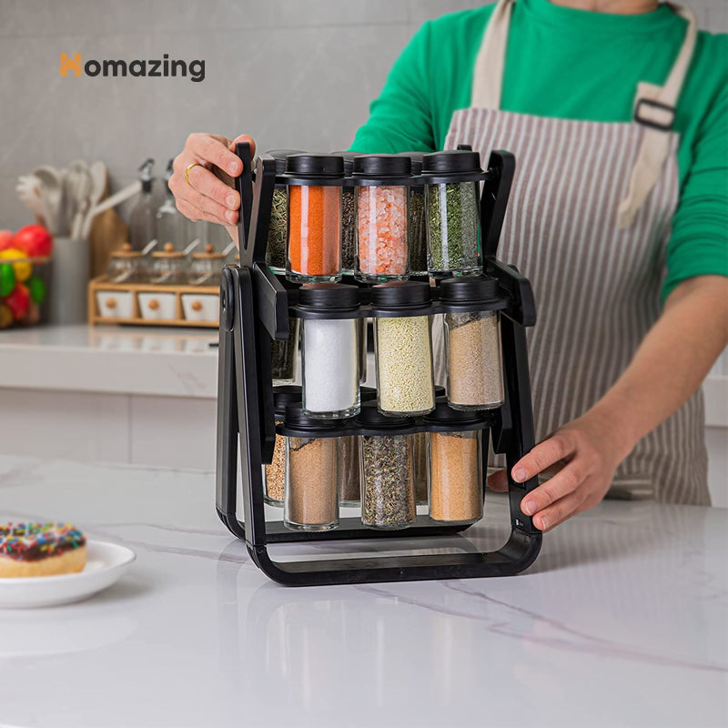 Rotating Spice Rack With 18Pcs Jar Homazing