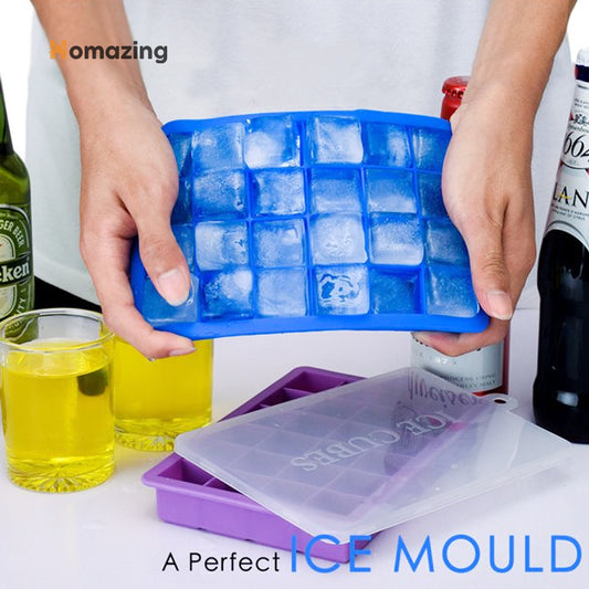 Silicone Ice Cube Tray With Cover Lid
