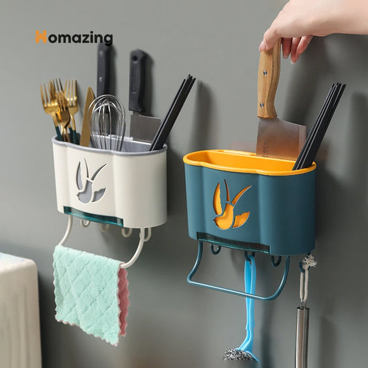 Cutlery Drain Holder With Towel Rack