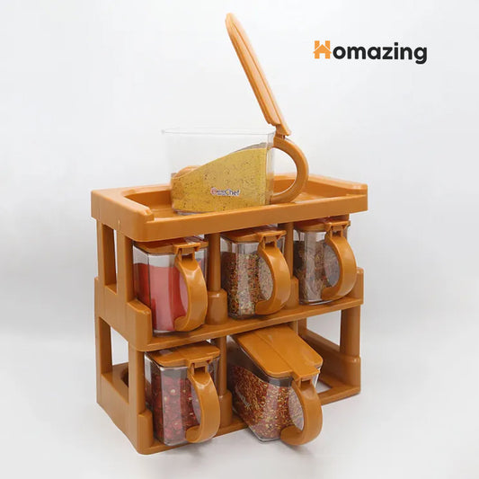 Master Chef Spice Rack With 6 Jars Set