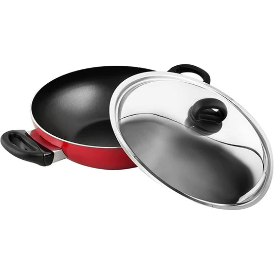 Prestige Classique 28cm Deep Non-Stick Kadai with Stainless Steel Lid