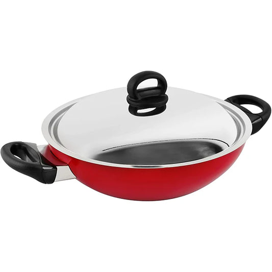 Prestige Classique 30 cm Deep Non-Stick Kadai with Lid & Dual Handles