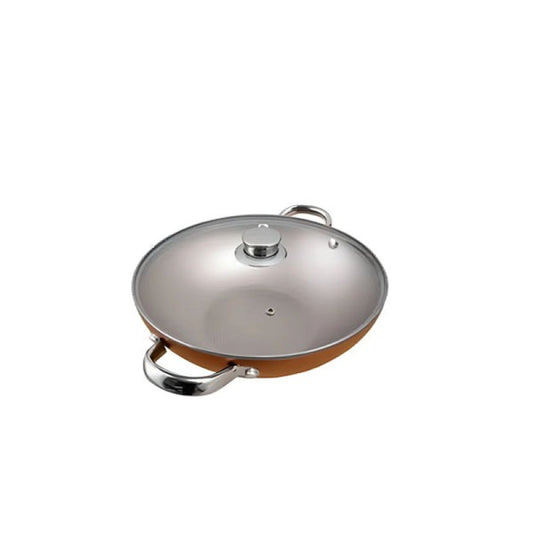 Prestige Ultra 28 cm Non-Stick Kadai with Lid & Pan Holder