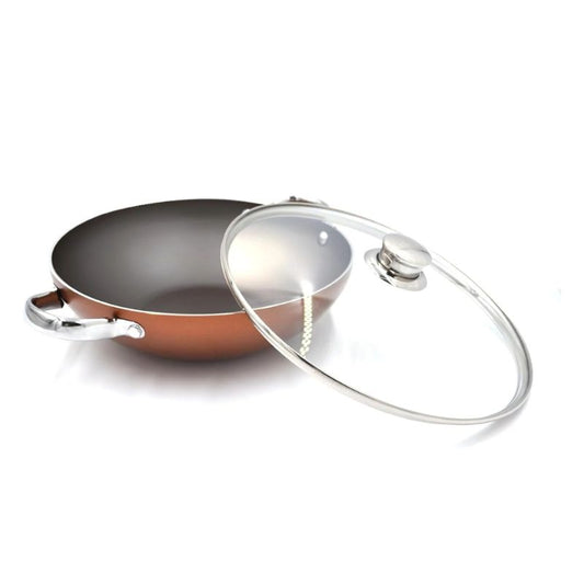 Prestige Ultra 28 cm Non-Stick Kadai with Lid & Pan Holder