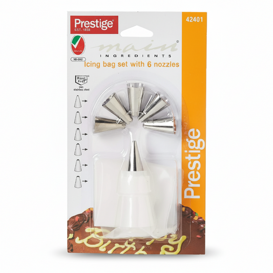 Prestige Icing Bag with Steel Nozzles — 5-Piece Cake Decorating Set