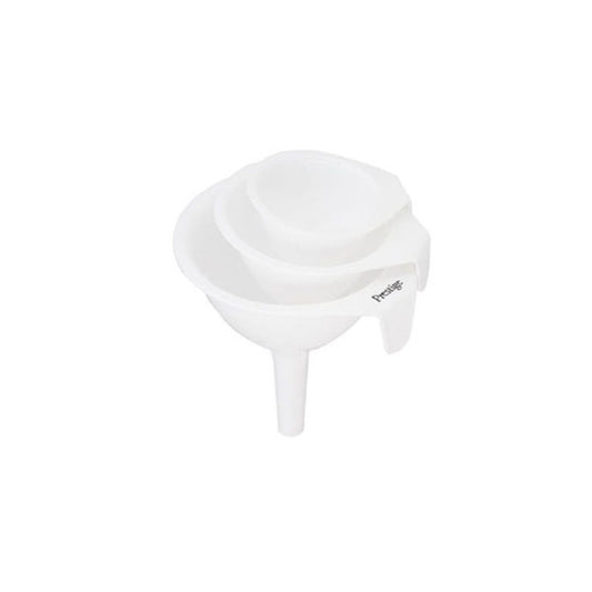 Prestige 3-Piece Plastic Funnel Set – Food-Grade, Dishwasher-Safe, Versatile Kitchen Tool
