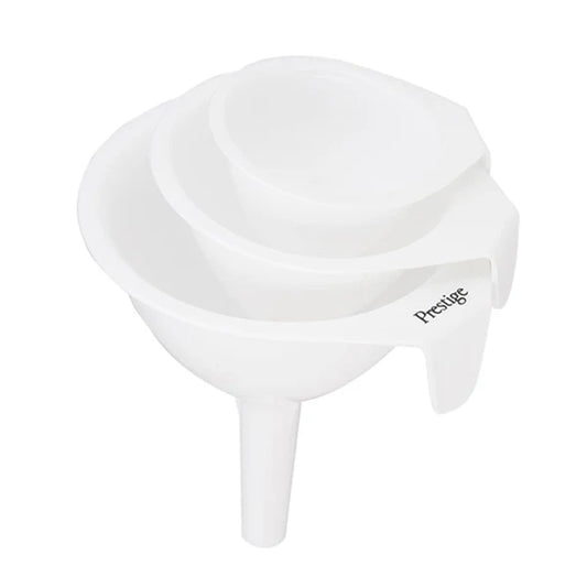 Prestige 3-Piece Plastic Funnel Set – Food-Grade, Dishwasher-Safe, Versatile Kitchen Tool