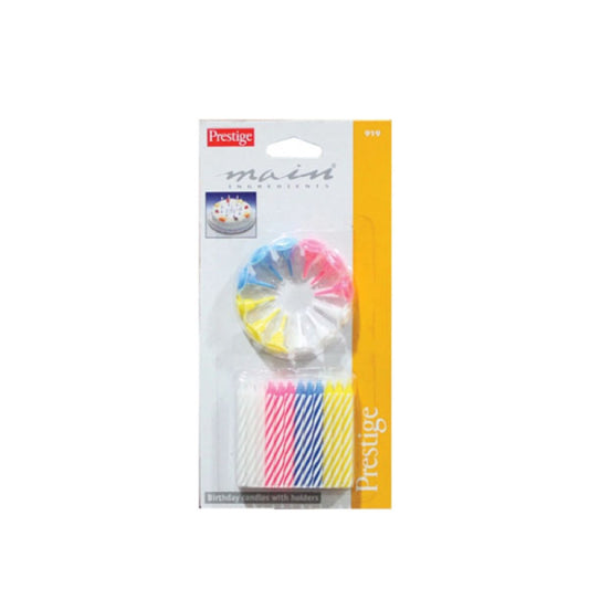 Prestige Birthday Candle Set – 24-Piece Multi-Color with Holders