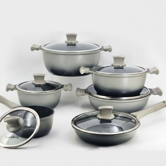 GV369 12-Piece Black Granite Cookware Set — Non-Stick Pots & Pans