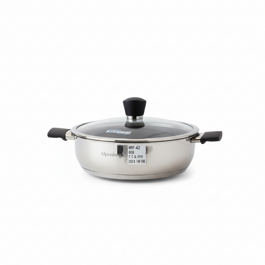 Alpenberg 28cm Stainless Steel Karahi With Glass-Lid