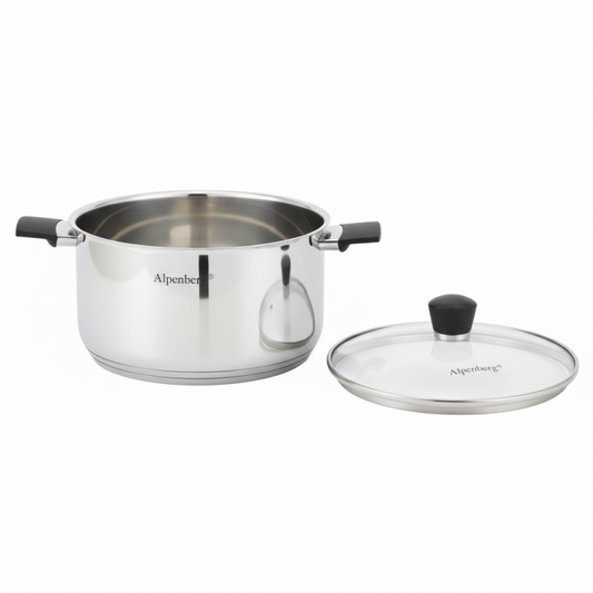 Alpenberg Stainless Steel Cooking Pot 32cm Large Casserole with Glass Lid