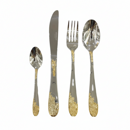 Alpenberg Stainless Steel Cutlery Set 52-Piece Modern gold floral