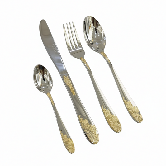 Alpenberg Stainless Steel Cutlery Set 52-Piece Modern gold floral