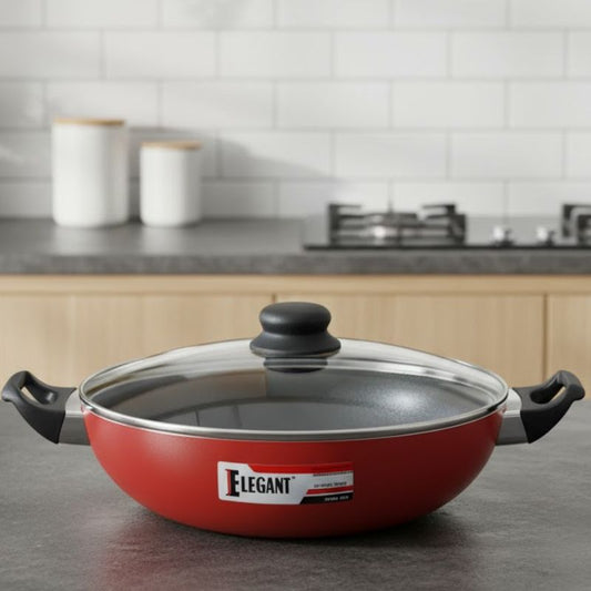Elegant Prima Wok/Karahi with Glass Lid