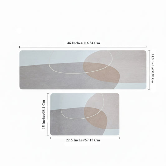 Kitchen Floor Mat Non-slip Set Of 2 Pcs - Abstract Geometric Design