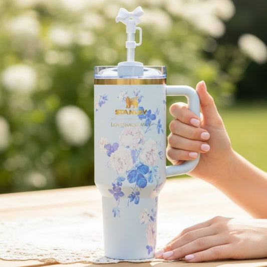 Stanley 40 OZ Tumbler Love Shack Fancy Quencher Everblooming Rosettes Gift Box Edition