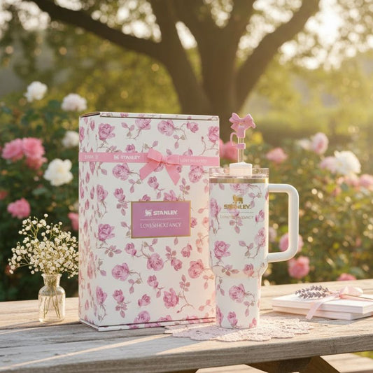 Stanley 40 OZ Tumbler Love Shack Fancy Quencher Ribbon Rosa Gift Box Edition