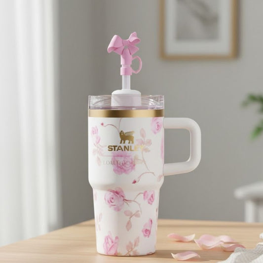 Stanley 14 OZ Tumbler Love Shack Fancy Quencher Ribbon Rosa