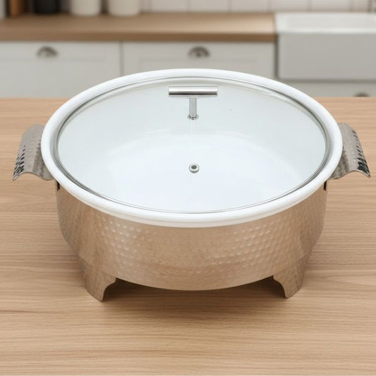 Brilliant Round Casserole & Buffet Food Warmer With Glass Lid 12inch