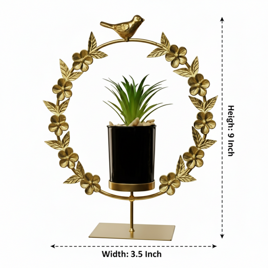 Golden Metal Flower Pot Decoration Piece