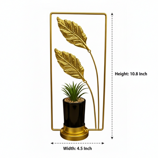 Golden Metal Luxury Echo of Leaves Handcrafted Iron Pot