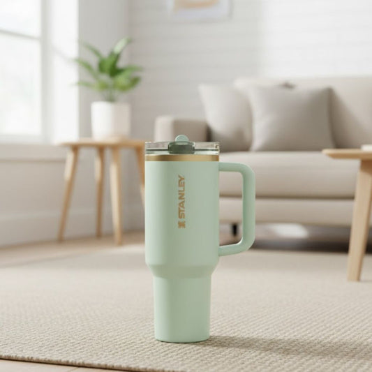 Stanley 40 OZ Gilded Celadon Flip Straw Tumbler