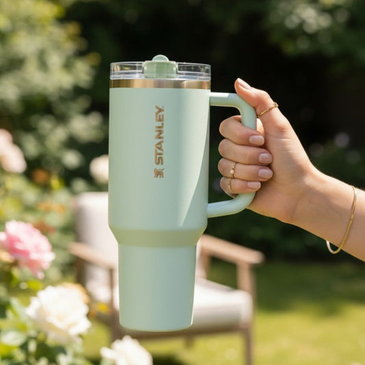 Stanley 40 OZ Gilded Celadon Flip Straw Tumbler