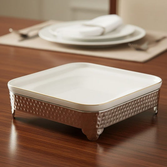 Brilliant Serving 14inch Rectangle Plate with Stand Premium Buffet Display