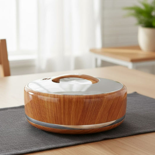 Oval Hotpot 38CM Light Wood Silver