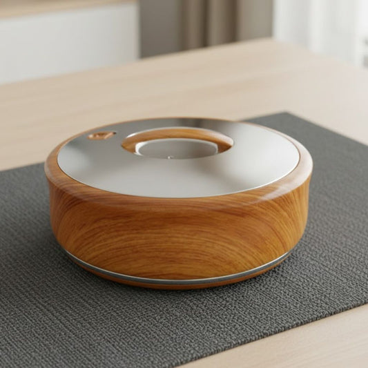 Round Hotpot Wood Silver