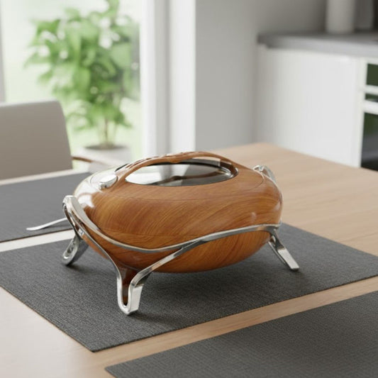 Hotpot 38CM Light Wood Silver