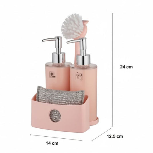 Limon Twin Liquid Dispenser with Sponge Holder & Brush