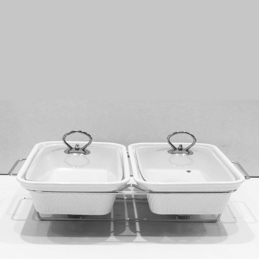 Brilliant Rectangle 13inch Casserole With Candle Stand And Glass Lid