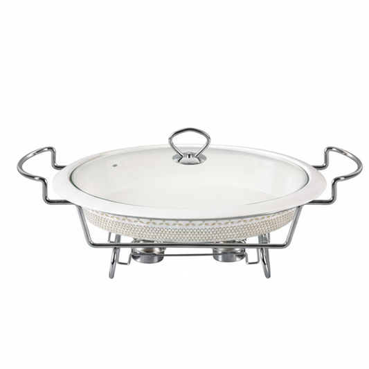 Brilliant Serving 17inch Oval Casserole  Dish with Candle Stand And Glass Lid