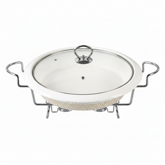 Brilliant Round 12inch Serving Dish with Candle Stand And Glass Lid