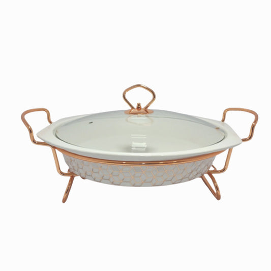 Brilliant Round 14.5inch Casserole Serving Dish with Glass Lid