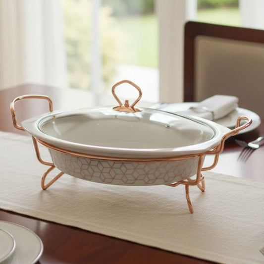 Brilliant Round 14.5inch Casserole Serving Dish with Glass Lid