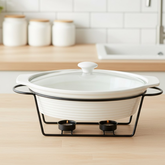Brilliant Oval Buffet Casserole with Ceramic Dish And Glass Lid