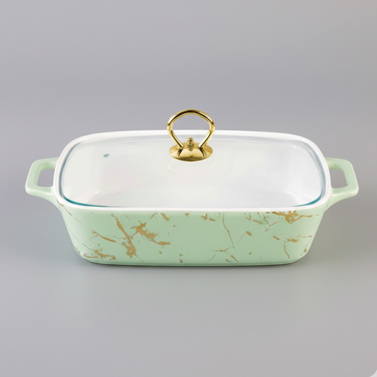 Brilliant 14inch Rectangular Ceramic Casserole Dish with Glass Lid