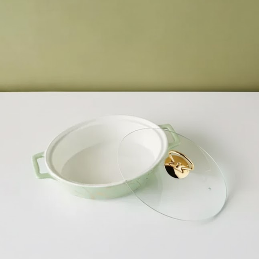 Brilliant 12inch Oval Ceramic Dish with Glass Lid