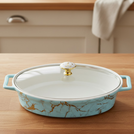 Brilliant 14inch Oval Serving Dish with Glass Lid