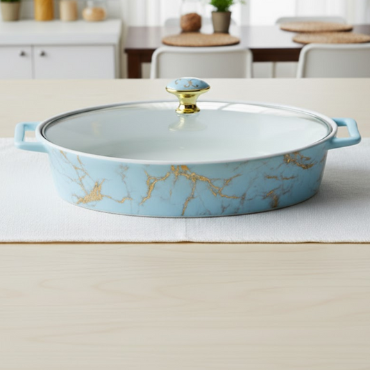 Brilliant 14inch Oval Serving Dish with Glass Lid