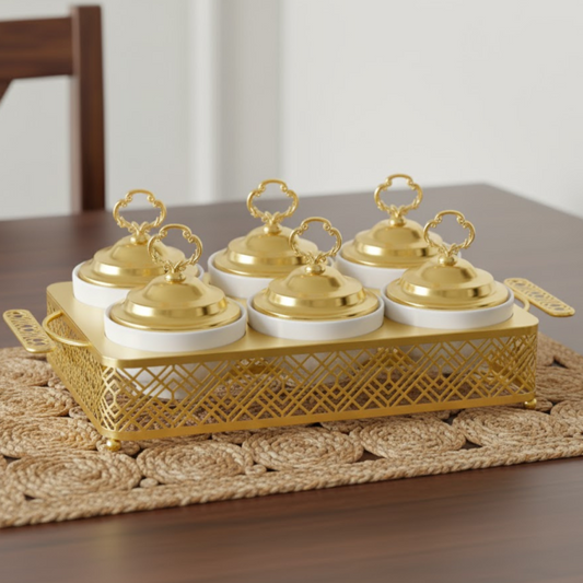 Brilliant 6 Piece Set of 5inch Round Bowls with Metal Stand