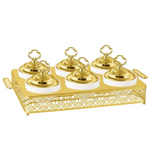 Brilliant 6 Piece Set of 5inch Round Bowls with Metal Stand