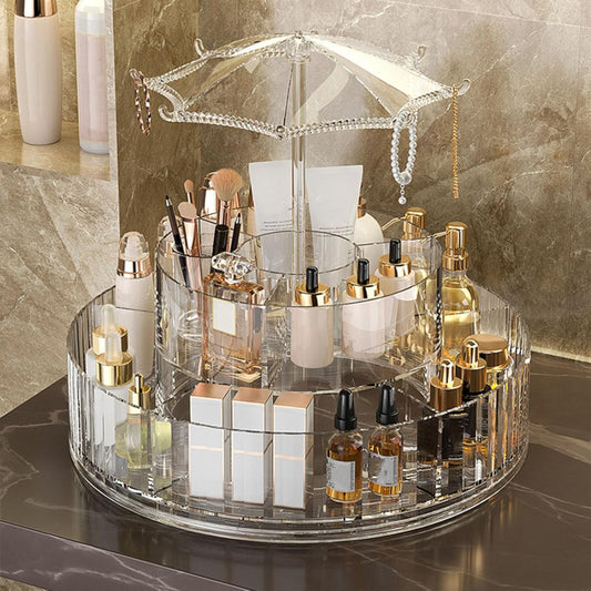 Umbrella Jewelry Organizer Rotating Multi Tier Storage for Accessories